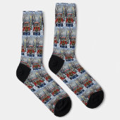 Blue Heeler Christmas Red Truck Holiday Socken (Rechts)