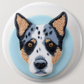 Blue Heeler Dog 3D Inspiriert Button (Vorderseite)
