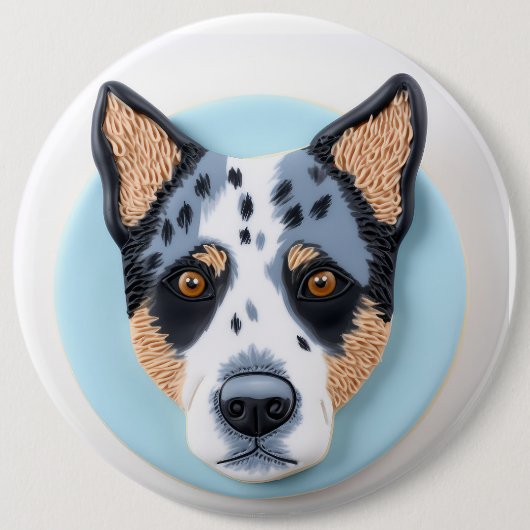 Blue Heeler Dog 3D Inspiriert Button (Vorderseite)
