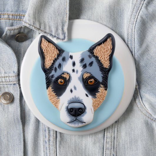 Blue Heeler Dog 3D Inspiriert Button (Beispiel)