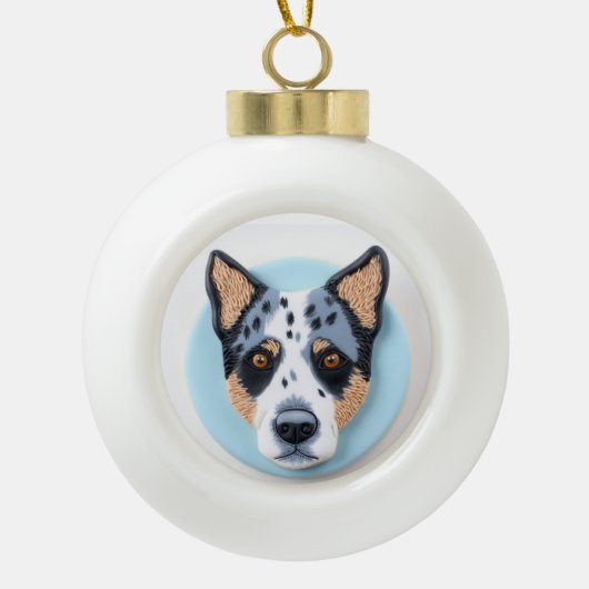 Blue Heeler Dog 3D Inspiriert Keramik Kugel-Ornament (Vorderseite)