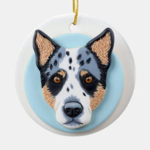 Blue Heeler Dog 3D Inspiriert Keramik Ornament