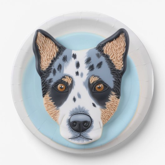 Blue Heeler Dog 3D Inspiriert Pappteller (Vorderseite)