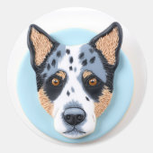 Blue Heeler Dog 3D Inspiriert Runder Aufkleber (Vorderseite)