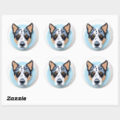 Blue Heeler Dog 3D Inspiriert Runder Aufkleber (Blatt)