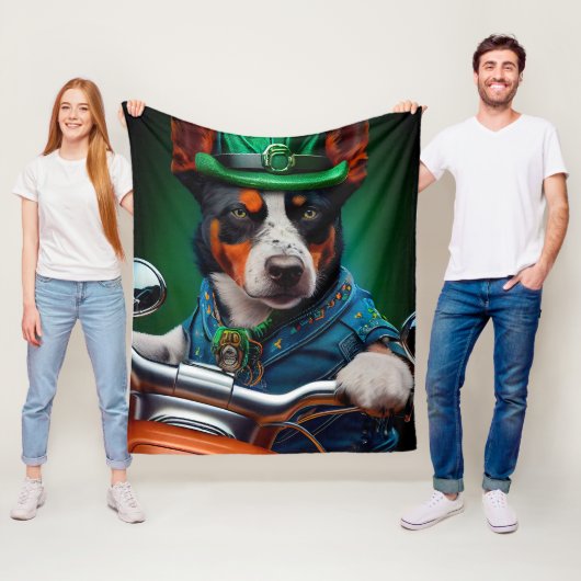 Blue Heeler Dog Fahrrad St. Patrick's Day Fleecedecke (Beispiel)