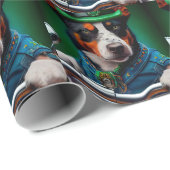 Blue Heeler Dog Fahrrad St. Patrick's Day Geschenkpapier (Rolleneckpunkt)