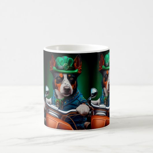 Blue Heeler Dog Fahrrad St. Patrick's Day Kaffeetasse (Mittel)