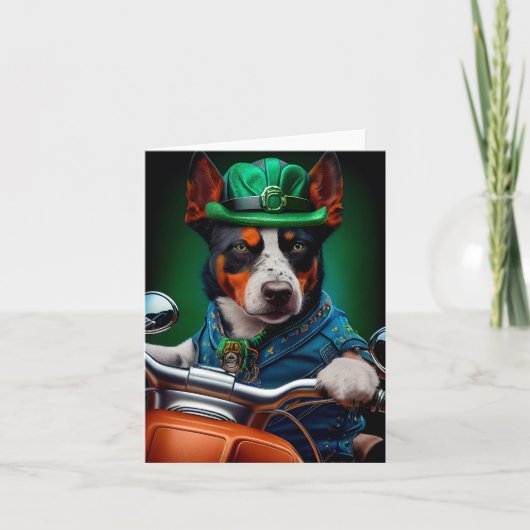 Blue Heeler Dog Fahrrad St. Patrick's Day Karte (Vorderseite)