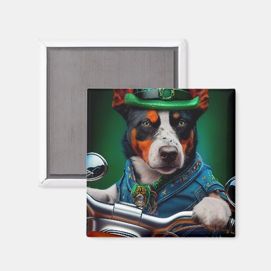 Blue Heeler Dog Fahrrad St. Patrick's Day Magnet (Vorderseite/Rückseite)