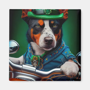 Blue Heeler Dog Fahrrad St. Patrick's Day Magnet
