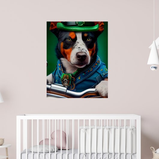 Blue Heeler Dog Fahrrad St. Patrick's Day Poster (Kinderzimmer 2)