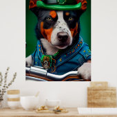Blue Heeler Dog Fahrrad St. Patrick's Day Poster (Küche)
