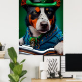 Blue Heeler Dog Fahrrad St. Patrick's Day Poster (Heimbüro)
