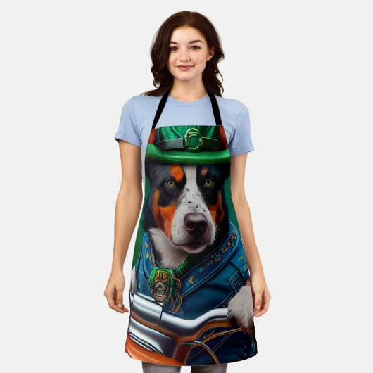 Blue Heeler Dog Fahrrad St. Patrick's Day Schürze (Getragen)