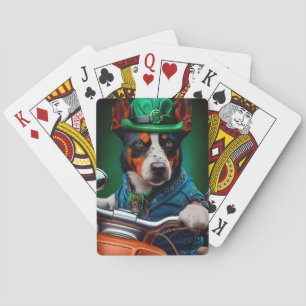 Blue Heeler Dog Fahrrad St. Patrick's Day Spielkarten