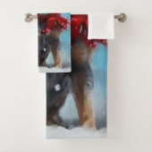 Blue Heeler Dog in Schnee Weihnachten Badhandtuch Set (Insitu)