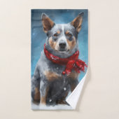 Blue Heeler Dog in Schnee Weihnachten Badhandtuch Set (Handtuch)