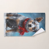Blue Heeler Dog in Schnee Weihnachten Badhandtuch Set (Handtuch)