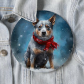Blue Heeler Dog in Schnee Weihnachten Button (Beispiel)