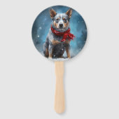 Blue Heeler Dog in Schnee Weihnachten Fächer (Vorderseite)