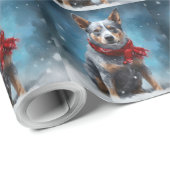 Blue Heeler Dog in Schnee Weihnachten Geschenkpapier (Rolleneckpunkt)