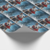 Blue Heeler Dog in Schnee Weihnachten Geschenkpapier (Ecke)