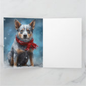 Blue Heeler Dog in Schnee Weihnachten Karte (Innenseite)