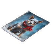 Blue Heeler Dog in Schnee Weihnachten Notizblock (Linke Seite)