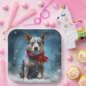 Blue Heeler Dog in Schnee Weihnachten Pappteller (Party)
