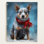 Blue Heeler Dog in Schnee Weihnachten Planer (Vorderseite)