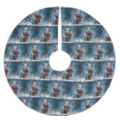 Blue Heeler Dog in Schnee Weihnachten Polyester Weihnachtsbaumdecke (Vorderseite)