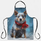Blue Heeler Dog in Schnee Weihnachten Schürze (Vorderseite)