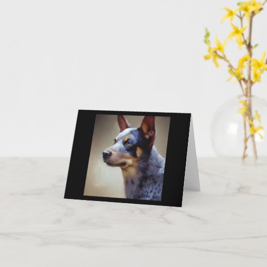 Blue Heeler Dog Karte (Gelbe Blume)