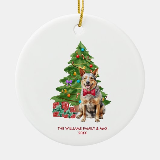Blue Heeler Dog Personalisiert Weihnachten Keramik Ornament (Vorne)