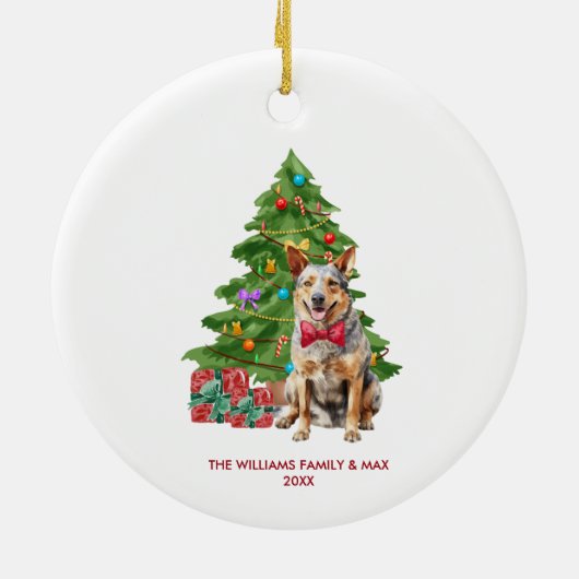 Blue Heeler Dog Personalisiert Weihnachten Keramik Ornament (Hinten)