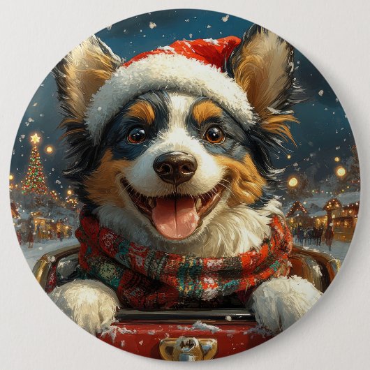 Blue Heeler Dog Roller Untersetzer Weihnachten Button (Vorderseite)