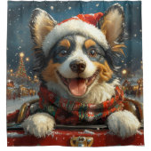 Blue Heeler Dog Roller Untersetzer Weihnachten Duschvorhang (Vorderseite)