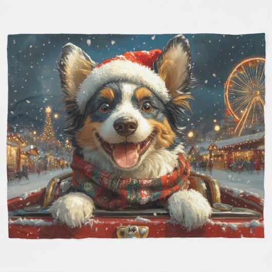 Blue Heeler Dog Roller Untersetzer Weihnachten Fleecedecke (Vorderseite (Horizontal))