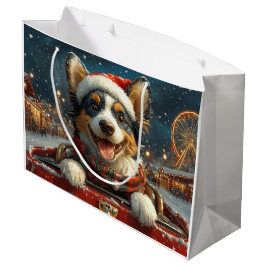 Blue Heeler Dog Roller Untersetzer Weihnachten Große Geschenktüte (Rückseite Schrägansicht)