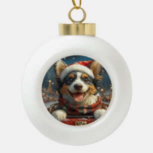 Blue Heeler Dog Roller Untersetzer Weihnachten Keramik Kugel-Ornament
