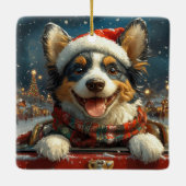 Blue Heeler Dog Roller Untersetzer Weihnachten Keramikornament (Rückseite)