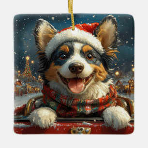 Blue Heeler Dog Roller Untersetzer Weihnachten Keramikornament
