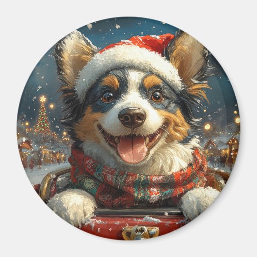 Blue Heeler Dog Roller Untersetzer Weihnachten Magnet (Vorne)