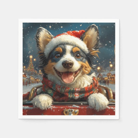 Blue Heeler Dog Roller Untersetzer Weihnachten Serviette (Vorderseite)