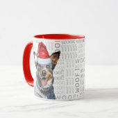 Blue Heeler Dog Santa auf dem Hintergrund des Holz Tasse (Vorderseite Links)
