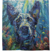 Blue Heeler Dog Scuba Diving Underwater Duschvorhang (Vorderseite)