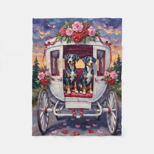 Blue Heeler Dog Valentine's Day Fleecedecke (Vorderseite)