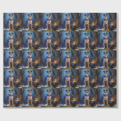 Blue Heeler Dog Whimsical Halloween Malerei Geschenkpapier (Flach)