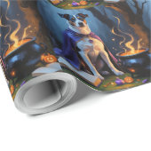 Blue Heeler Dog Whimsical Halloween Malerei Geschenkpapier (Rolleneckpunkt)